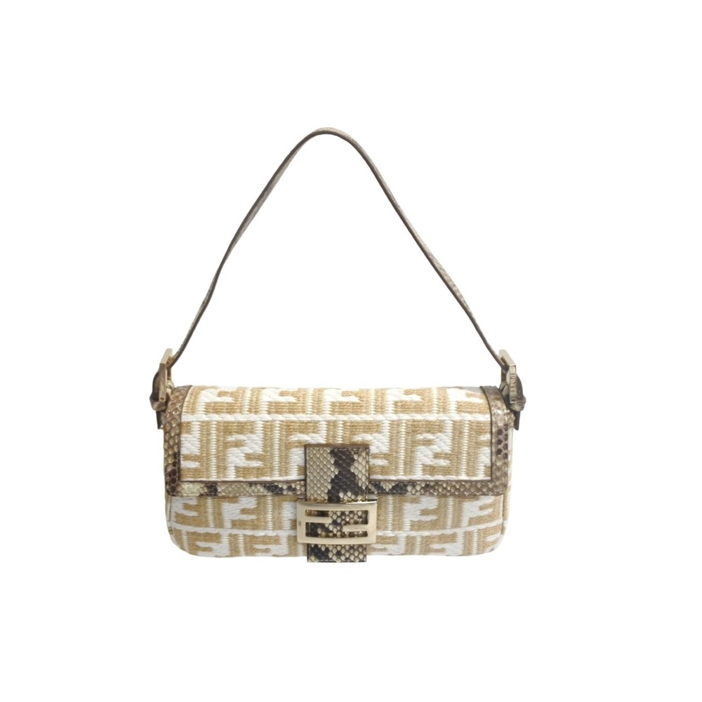 Fendi Baguette Python Raffia Zucca Pattern Should… - image 1